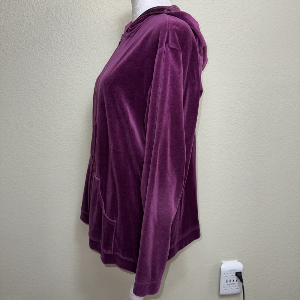 Spa by Chico's Purple Velour Zip Hoodie Size 3 XL Soft Plush Luxe Y2K Aesthetic - Picture 4 of 6